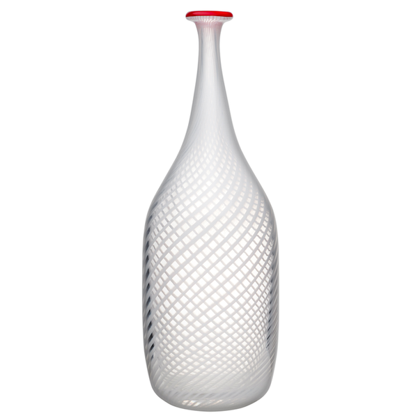 KOSTA BODA RED RIM BOTTLE - WHITE