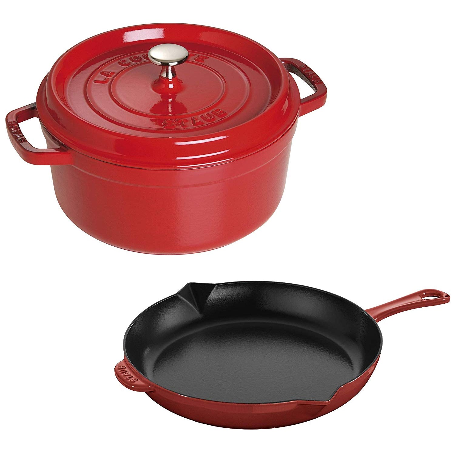Staub Cast Iron 3-Piece Cocotte and Fry Pan Set