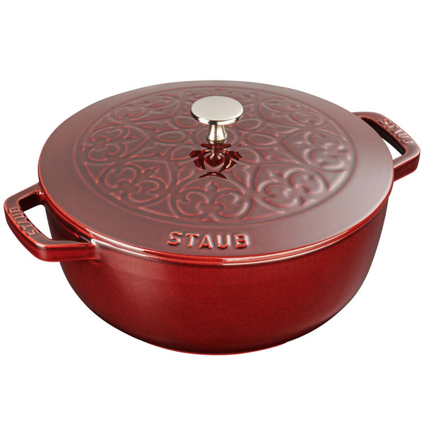 STAUB CAST IRON 3.75-QUART ESSENTIAL FRENCH OVEN LILLY LID  - GRANADINE