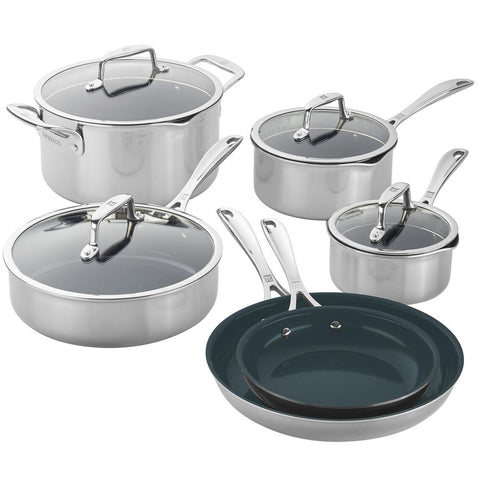 Zwilling J.A. Henckels Clad Cfx 10-Piece Stainless Steel Ceramic Nonstick Cookware Set