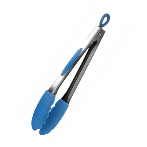 MASTRAD 12'' STAINLESS AND SILICONE TONGS - BLUE