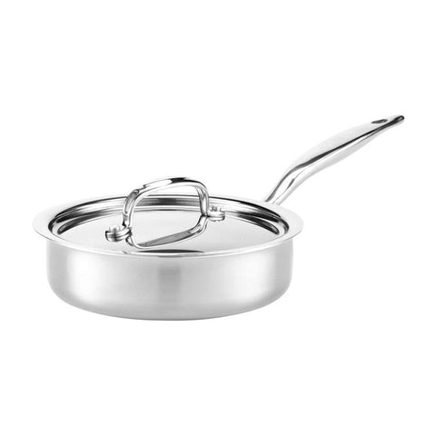 Heritage Steel 1.5 Quart Sauté Pan with Lid - Titanium Strengthened 316Ti Stainless Steel with 5-Ply Construction - Induction-Ready and Fully Clad, Made in USA