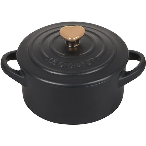 Le Creuset 8 oz. Mini Round Cocotte - Licorice w/ Gold Heart Knob