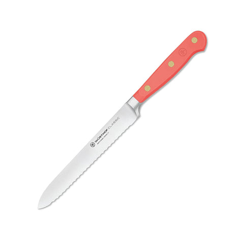 Wusthof Classic 5" Serrated Utility Knife - Coral Peach