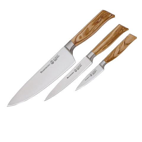 Messermeister Oliva Elite - 3 Pc. Starter Knife Set, Brown