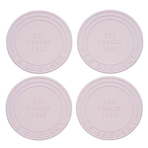 Le Creuset Set of 4 - 4" diameter Silicone Coasters (est. 1925) - Shallot