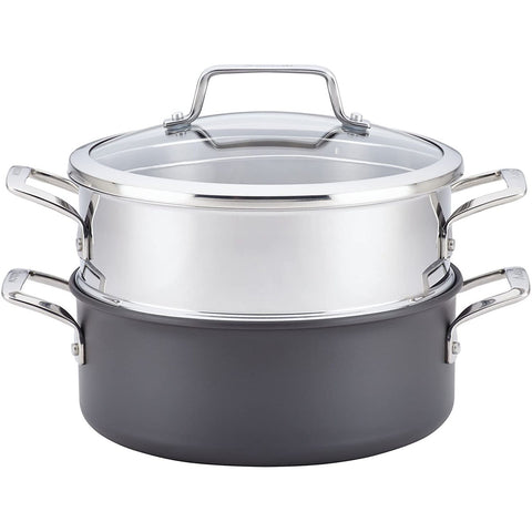 Anolon Authority Hard-Anodized Nonstick Covered Dutch Oven with Steamer Insert, 5-Quarts, GrayAnolon Authority Hard-Anodized Nonstick Covered Dutch Oven with Steamer Insert, 5-Quarts, Gray