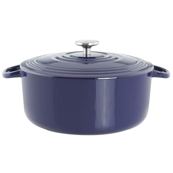 Chantal Round Cast Iron 7-Quart Casserole - Cobalt Blue