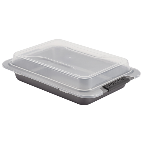 ANOLON 9-INCH X 13-INCH COVERED CAKE PAN, GRAY