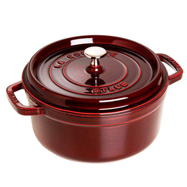 STAUB CAST IRON 7-QUART ROUND COCOTTE - GRENADINE