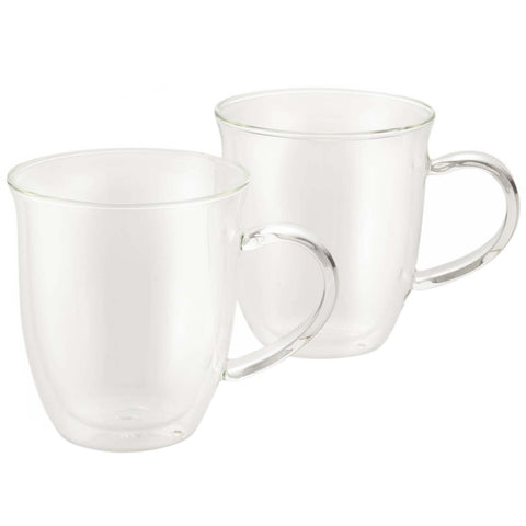 BONJOUR 2-PIECE INSULATED GLASS ESPRESSO CUP SET, 6-OUNCE EACH - CLEAR