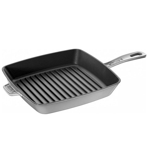 STAUB CAST IRON 10" SQUARE GRILL PAN - GRAPHITE GREY