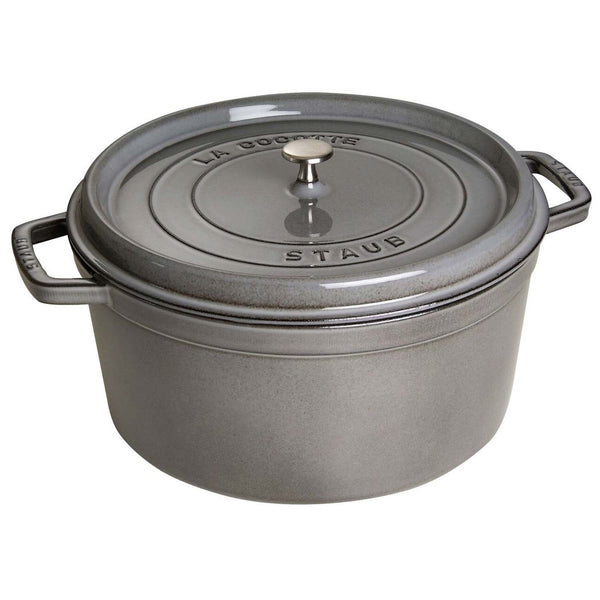 Staub Cast Iron 9-Quart Round Cocotte - Graphite Grey