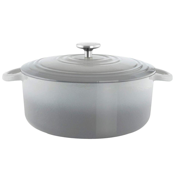 Chantal Round Cast Iron 7-Quart Casserole - Fade Grey