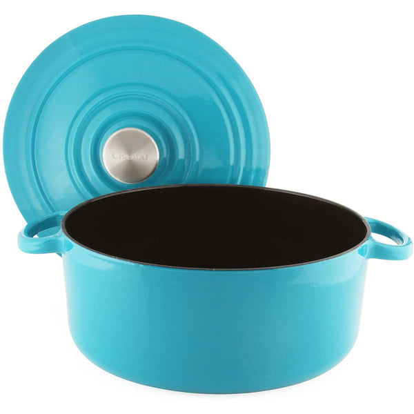 Chantal 5 qt. Round Cast-Iron Dutch Oven w/ Lid - Sea Blue