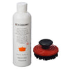 Le Creuset 2-Piece Cleaning Set, Nylon Brush Kitchen Product, 3.25", Cerise with Enameled Cast Iron 8.45 fl. oz. Cookware Cleaner