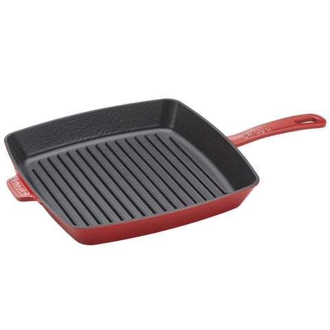 STAUB CAST IRON 12" SQUARE GRILL PAN - CHERRY