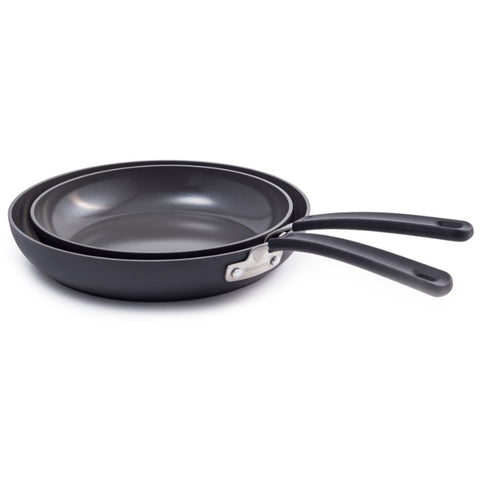 Levels Hard Anodized Stackable Ceramic Nonstick Fry Pan Set