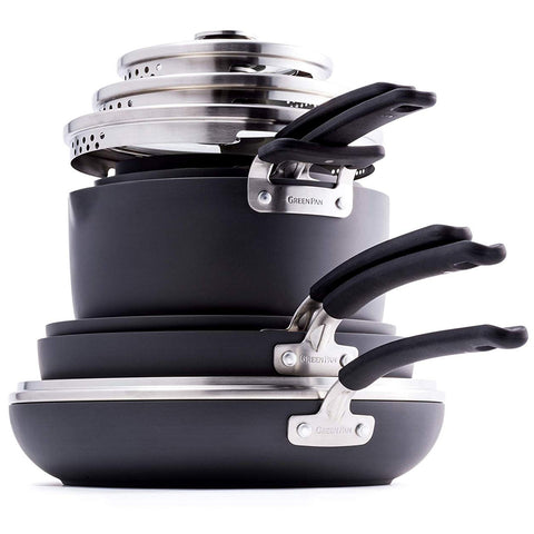 Green Pan Levels Hard Anodized Stackable Ceramic Nonstick 11-Piece Cookware Set