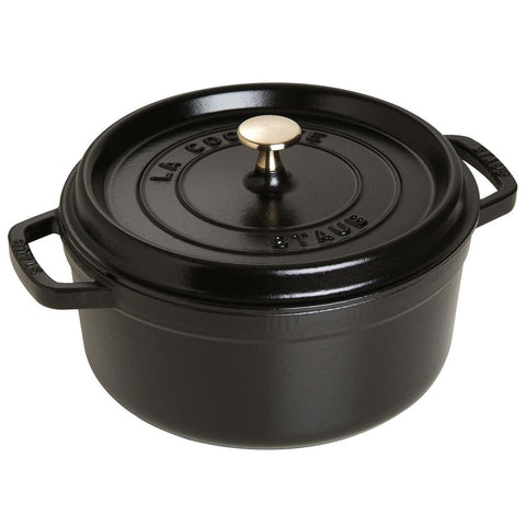 Staub Cast Iron 4-Quart Round Cocotte - Matte Black