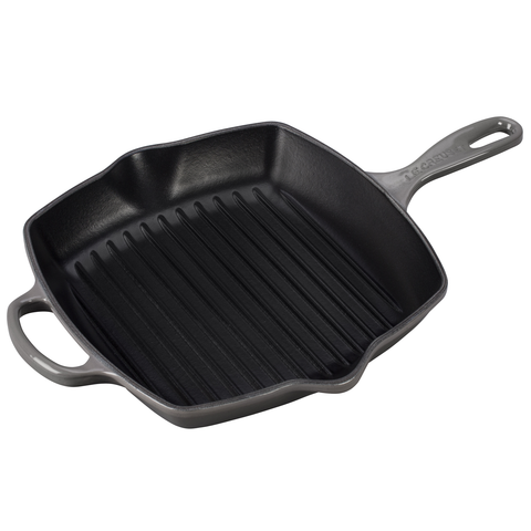 LE CREUSET 10.25'' SIGNATURE SQUARE SKILLET GRILL - OYSTER