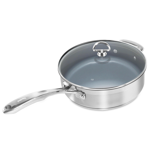 CHANTAL INDUCTION 21 STEEL 5-QUART SAUTE SKILLET WITH CERAMIC COATING AND GLASS LID