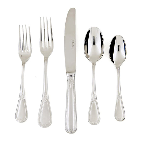 Fortessa Savoy 18/10 Stainless Steel Flatware, 5 Piece Place Setting, Service for 1