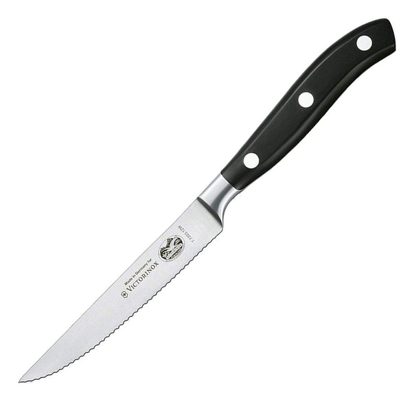 Victorinox Steak, Forged, 4.5" Serrated, Spear Point Blade, Black