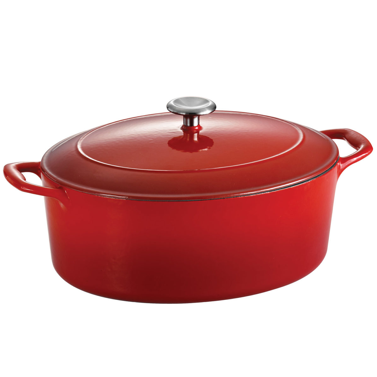 Tramontina Gourmet Enameled Cast Iron 7 Qt. Enameled Cast Iron Oval Dutch Oven; Gradated Red