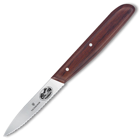 Victorinox Paring Knife 3-1/4" Blade Wavy Edge Rosewood Handle Stainless S