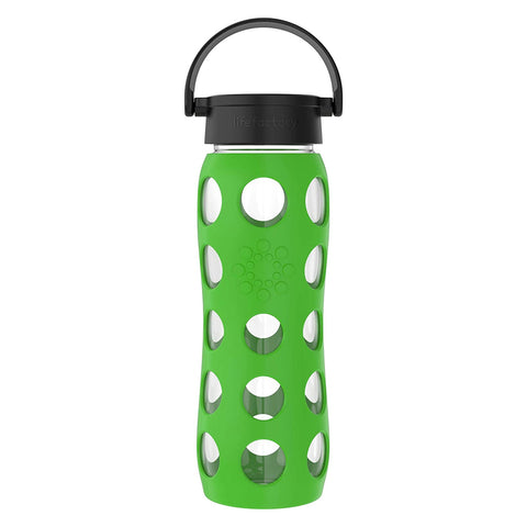 Lifefactory 22-Ounce BPA-Free Glass Water Bottle with Classic Cap and Protective Silicone Sleeve, Moss