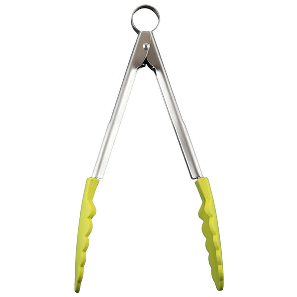 Cuisipro 9.5-Inch Silicone Locking Tongs, Apple Green