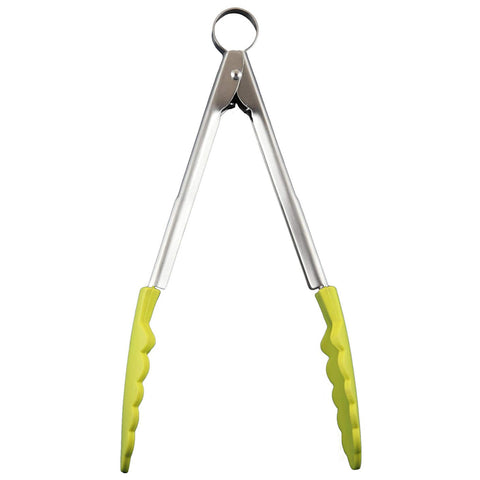 Cuisipro 9.5-Inch Silicone Locking Tongs, Apple Green