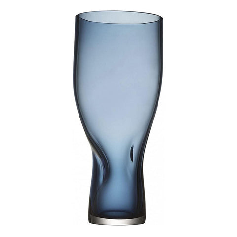 Orrefors Squeeze Crystal Blue Vase, 13.4" High x 5.75" Wide