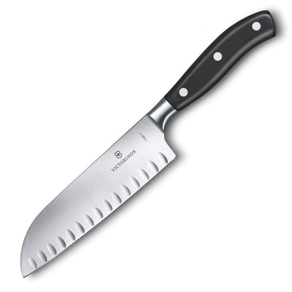Victorinox Santoku, Forged, 7" Granton Blade, Black