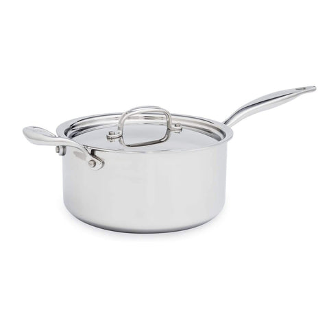 Heritage Steel 4 Quart Saucepan - Titanium Strengthened 316Ti Stainless Steel with 5-Ply Construction