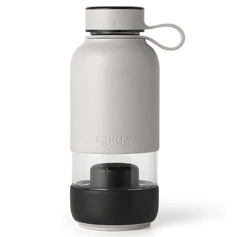 Lekue Bottle To Go reusable glass filtered water bottle,18 ounce, White