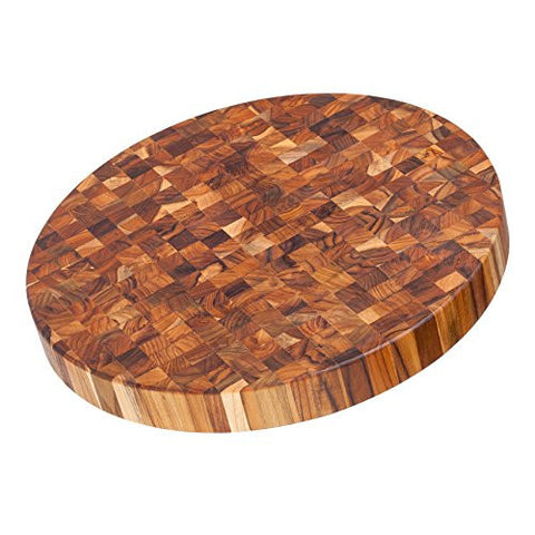 Teak Cutting Board - Circular End Grain Cheese Board And Butcher Block (18 x 2 in.) - By Teakhaus