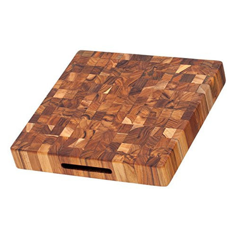 Cutting Board - Square Butcher Block With Hand Grips (12 x 12 x 2 in.) - By Teakhaus
