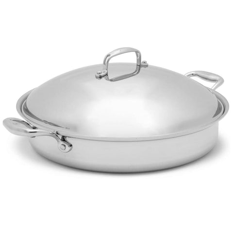 Heritage Steel 5 Quart Sauteuse Pan with Lid - Titanium Strengthened 316Ti Stainless Steel with 5-Ply Construction - Induction-Ready and Fully Clad, Made in USA