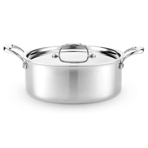 Heritage Steel 6 Quart Rondeau with Lid - Titanium Strengthened 316Ti Stainless Steel with 5-Ply Construction