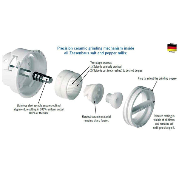 Zassenhaus Berlin 9.4 Inches Wood Mill Refillable Pepper Grinder, Natural