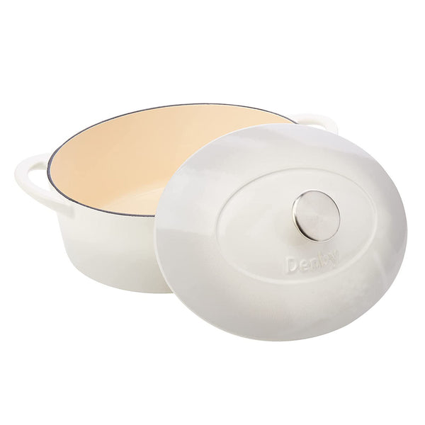 Denby USA Natural Canvas Cast Iron Medium, 4.2 L Oval Casserole