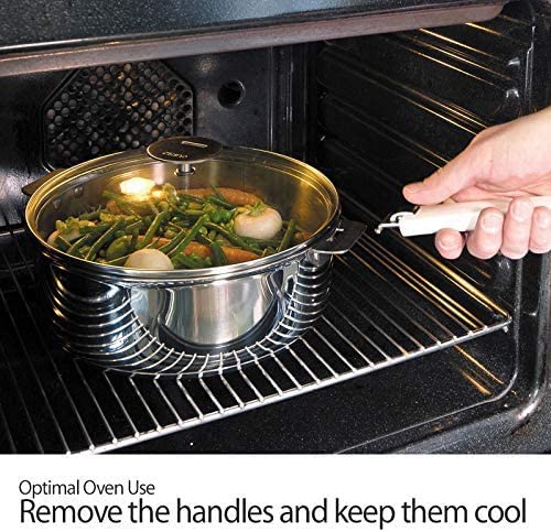 Cristel Strate 4 Piece Frying pan Set with 9.5" non-stick frying pan, 11" frying pan + lid and long handle, Brushed Finish