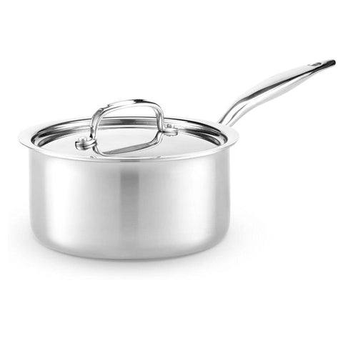 Heritage Steel 3 Quart Saucepan - Titanium Strengthened 316Ti Stainless Steel with 5-Ply Construction - Induction-Ready and Fully Clad, Made in USA