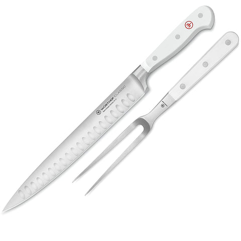 Wusthof Classic 2-Piece Carving Set, Hollow Edge - White