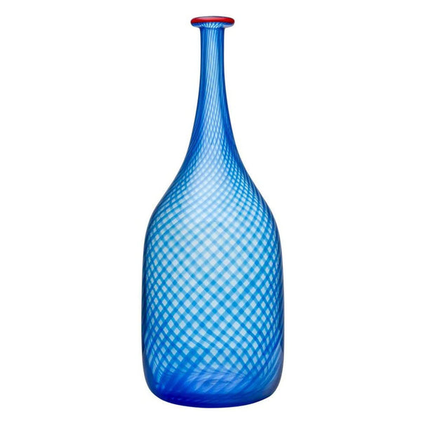 KOSTA BODA RED RIM BLUE BOTTLE