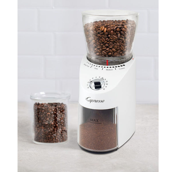 Capresso Infinity Plus Commercial Grade Burr Grinder - White