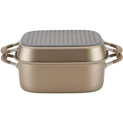 Anolon Advanced Home Hard-Anodized Nonstick Two Step Meal Set (5 Qt. Dutch Oven & 10" Everything Pan Lid, Bronze)