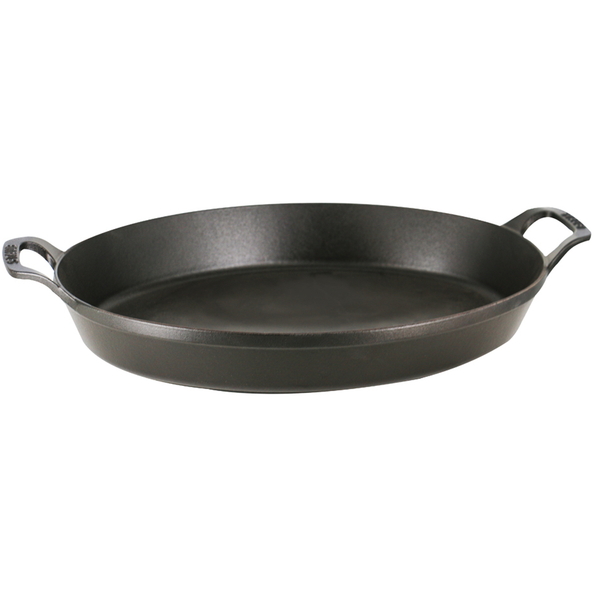 STAUB CAST IRON 14.5'' X 11.2'' OVAL BAKING DISH - MATTE BLACK